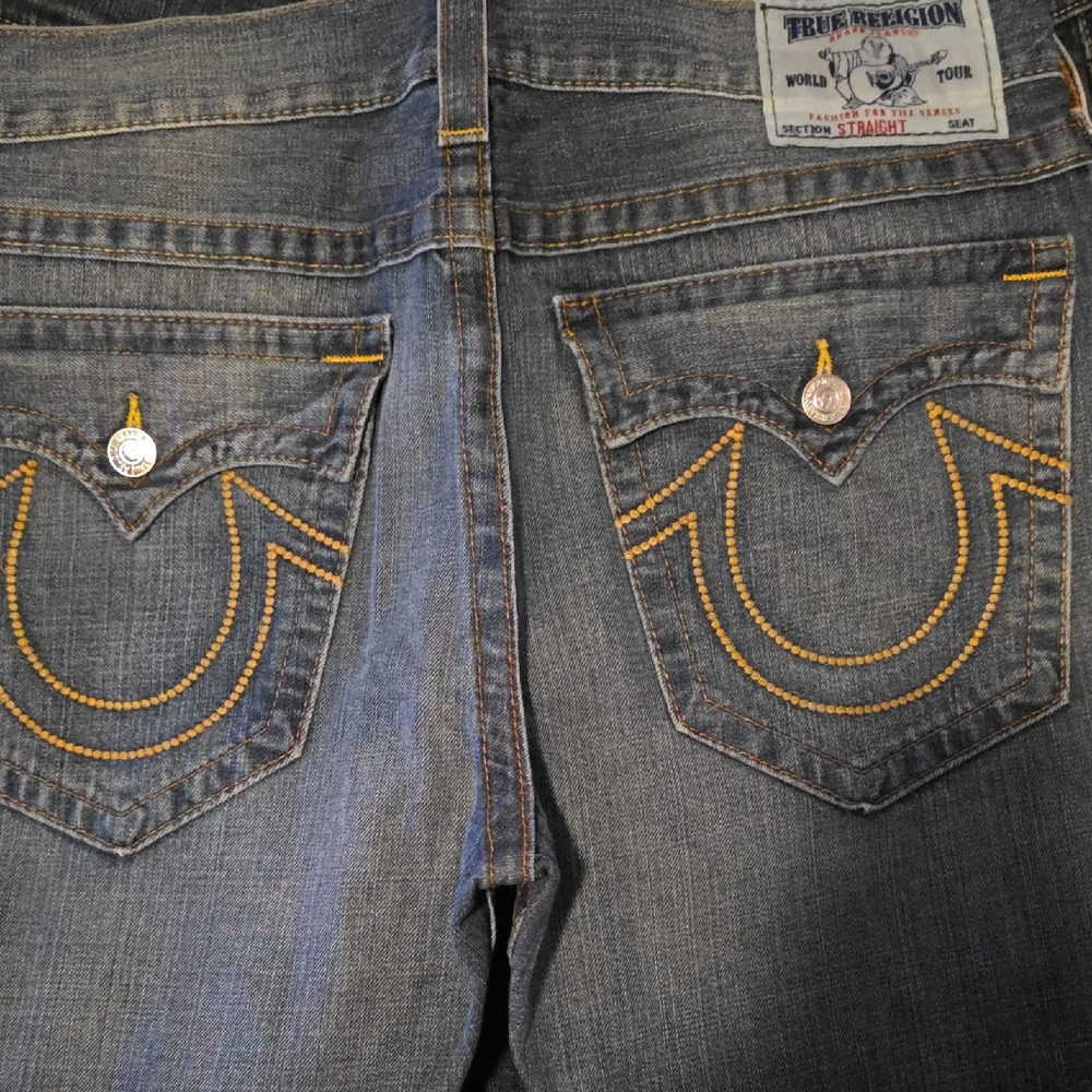 True Religion Denim Jeans with Gold Stitching